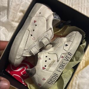 Golden Goose White and Pink Sneakers Distressed Canvas
